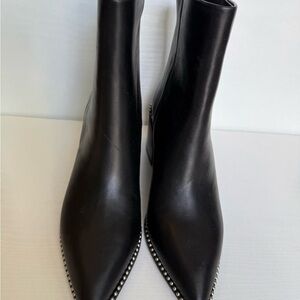 Steve Madden Black Pointed Toe Ankle Boots with Studded Trim